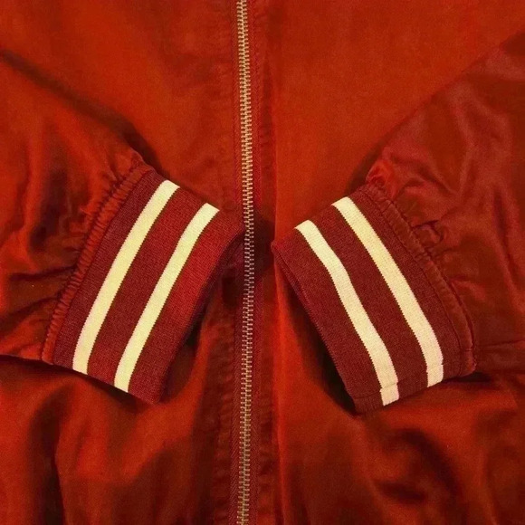 Arizona Jean Company Womens Y2K 2000s Satin Bomber Jacket Maroon Size Large - Picture 4 of 11